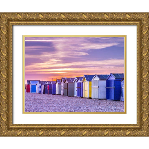 Beach huts, Hayling Island, UK Gold Ornate Wood Framed Art Print with Double Matting by Frank, Assaf
