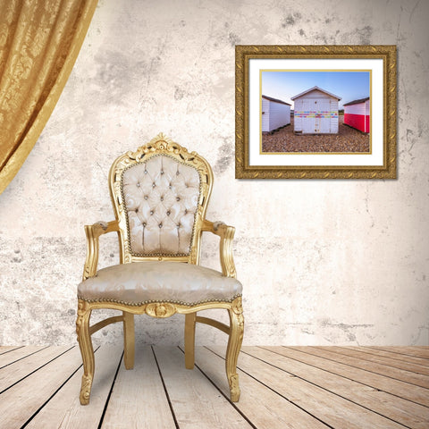 Umbrella on the beach at sunset Gold Ornate Wood Framed Art Print with Double Matting by Frank, Assaf