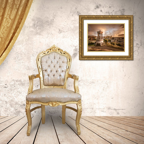 A view from Carlton Hill, Edinburgh, Scotland Gold Ornate Wood Framed Art Print with Double Matting by Frank, Assaf