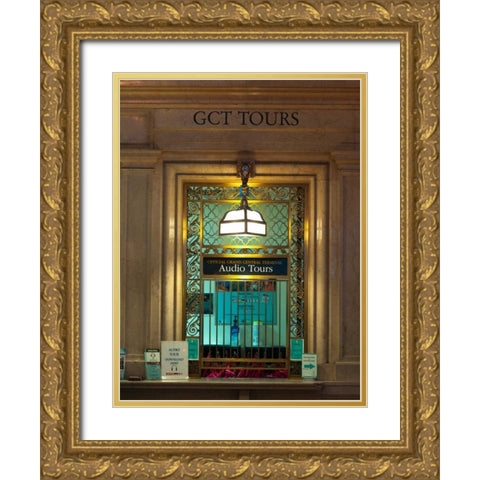 Grand central terminal window, New York Gold Ornate Wood Framed Art Print with Double Matting by Frank, Assaf