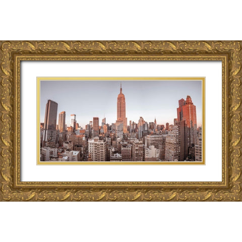 Empire State Building-NYC Gold Ornate Wood Framed Art Print with Double Matting by Frank, Assaf