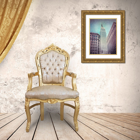 Low angle shot of a Empire State building - New York Gold Ornate Wood Framed Art Print with Double Matting by Frank, Assaf