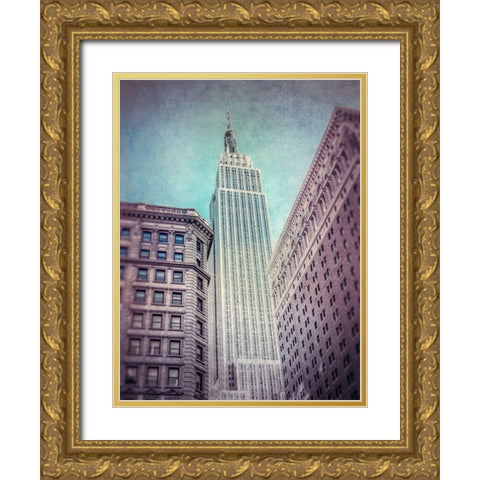 Low angle shot of a Empire State building - New York Gold Ornate Wood Framed Art Print with Double Matting by Frank, Assaf