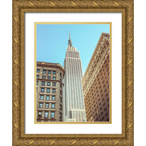 Low angle shot of a Empire State building - New York Gold Ornate Wood Framed Art Print with Double Matting by Frank, Assaf
