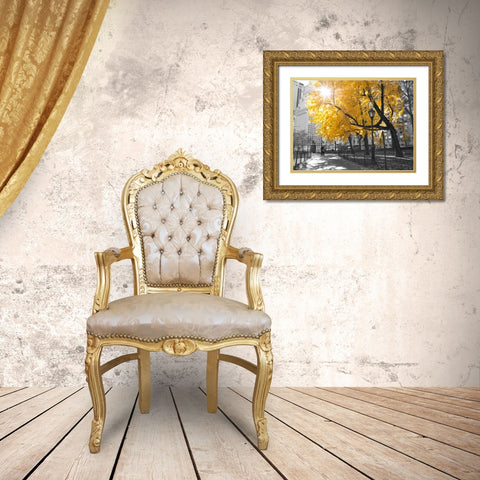 Pathway through Central park, New York City Gold Ornate Wood Framed Art Print with Double Matting by Frank, Assaf