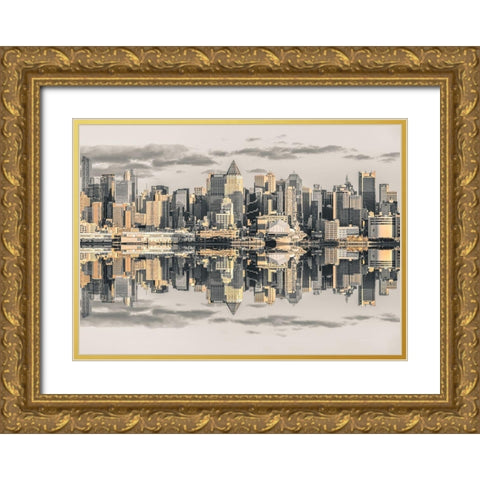 Panoramic view of Lower Manhattan skyline-New York Gold Ornate Wood Framed Art Print with Double Matting by Frank, Assaf