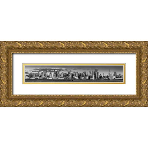 Panoramic view of Lower Manhattan skyline, New York Gold Ornate Wood Framed Art Print with Double Matting by Frank, Assaf