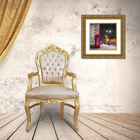 Telephone box with Big Ben, London, Uk Gold Ornate Wood Framed Art Print with Double Matting by Frank, Assaf