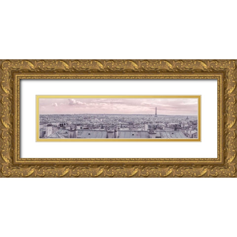 Eiffel Tower seen through the window of an apartment in Montmartre, Paris, France Gold Ornate Wood Framed Art Print with Double Matting by Frank, Assaf