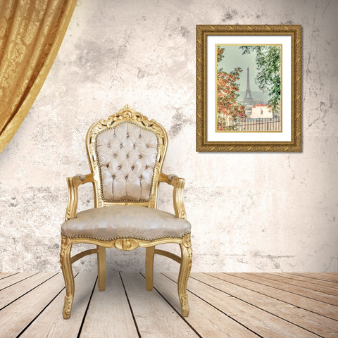 View of the Eiffel tower from Monmartre-Paris Gold Ornate Wood Framed Art Print with Double Matting by Frank, Assaf