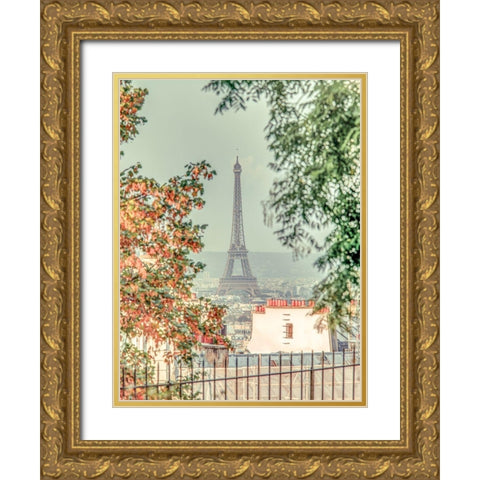 View of the Eiffel tower from Monmartre-Paris Gold Ornate Wood Framed Art Print with Double Matting by Frank, Assaf