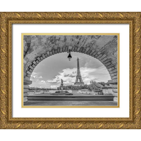 Eiffel Tower from Bir-Hakeim Bridge-Paris-France Gold Ornate Wood Framed Art Print with Double Matting by Frank, Assaf
