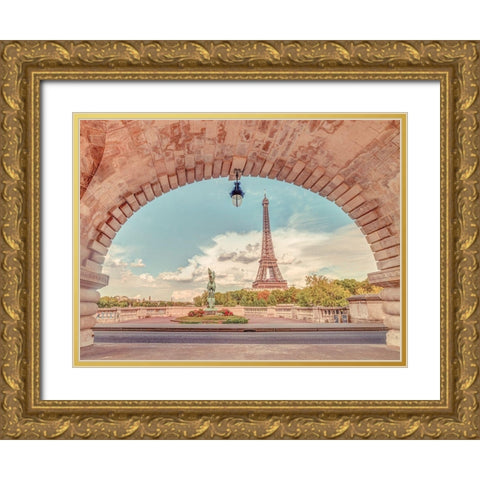 Eiffel Tower from Bir-Hakeim Bridge-Paris-France Gold Ornate Wood Framed Art Print with Double Matting by Frank, Assaf
