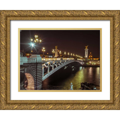 Pont Alexandre III bridge over River Seine, Paris, France Gold Ornate Wood Framed Art Print with Double Matting by Frank, Assaf