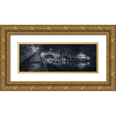 View of Castle St Angelo in Rome, Italy Gold Ornate Wood Framed Art Print with Double Matting by Frank, Assaf