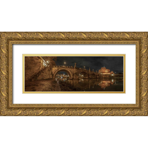 View of Castle St Angelo in Rome, Italy Gold Ornate Wood Framed Art Print with Double Matting by Frank, Assaf