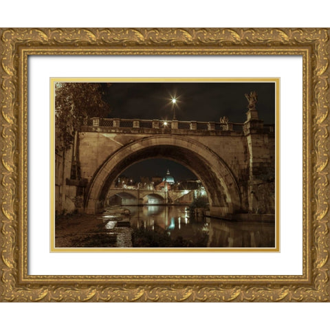 Castle St Angelo bridge in Rome, Italy Gold Ornate Wood Framed Art Print with Double Matting by Frank, Assaf