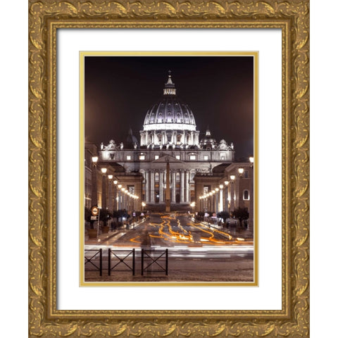 St Peters Square, Rome, Italy Gold Ornate Wood Framed Art Print with Double Matting by Frank, Assaf