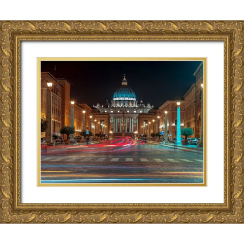 St Peters Square, Rome, Italy Gold Ornate Wood Framed Art Print with Double Matting by Frank, Assaf