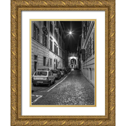 Vehicles parked on narrow city streets of Rome, Italy Gold Ornate Wood Framed Art Print with Double Matting by Frank, Assaf