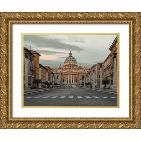 St. Peters Basilica, Rome, Italy Gold Ornate Wood Framed Art Print with Double Matting by Frank, Assaf