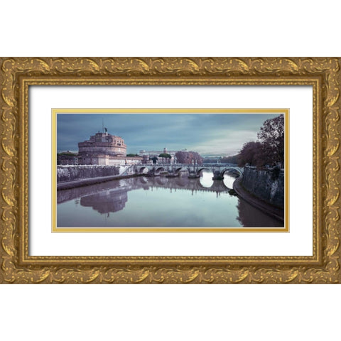 Castle St Angelo, Rome, Italy Gold Ornate Wood Framed Art Print with Double Matting by Frank, Assaf