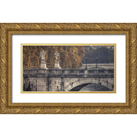 Saint Angelo bridge and Tiber River, Rome, Italy Gold Ornate Wood Framed Art Print with Double Matting by Frank, Assaf