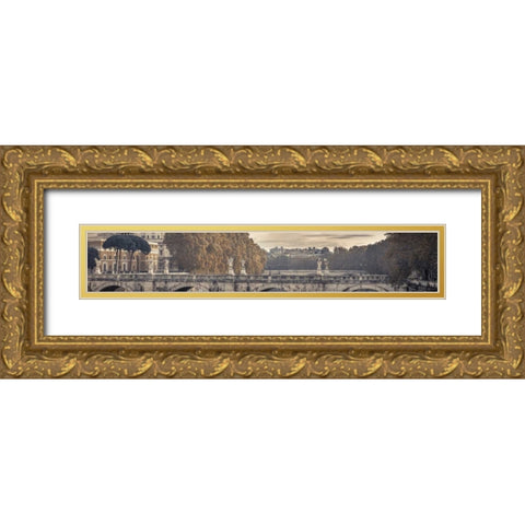 Saint Angelo bridge and Tiber River, Rome, Italy Gold Ornate Wood Framed Art Print with Double Matting by Frank, Assaf