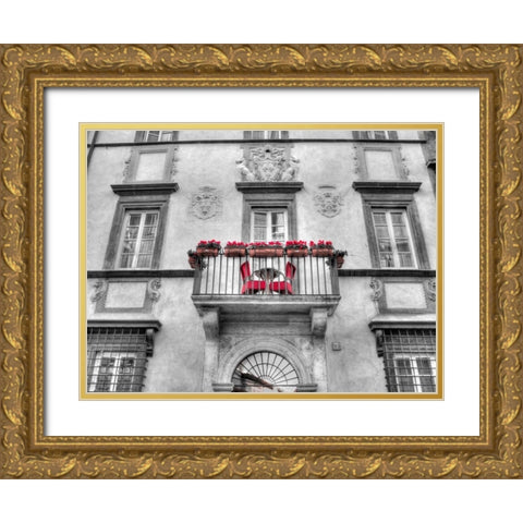 Old building with balcony in Rome, Italy Gold Ornate Wood Framed Art Print with Double Matting by Frank, Assaf