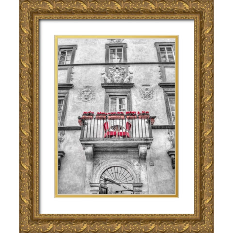 Old building with balcony in Rome, Italy Gold Ornate Wood Framed Art Print with Double Matting by Frank, Assaf