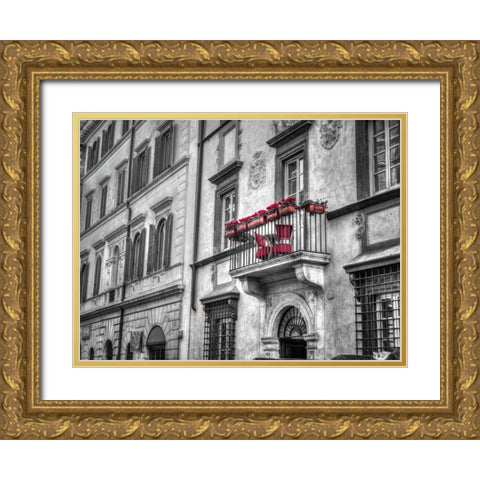 Old building with balcony in Rome, Italy Gold Ornate Wood Framed Art Print with Double Matting by Frank, Assaf