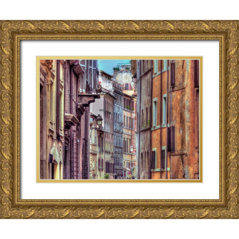 Narrow street through old buildings in Rome, Italy Gold Ornate Wood Framed Art Print with Double Matting by Frank, Assaf