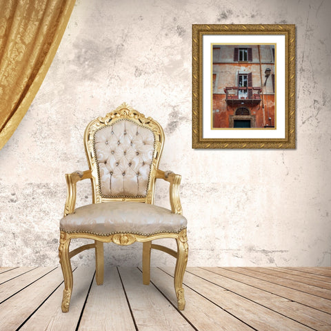 Old building with balcony in Rome, Italy Gold Ornate Wood Framed Art Print with Double Matting by Frank, Assaf