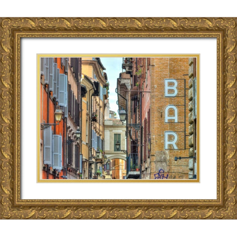 Narrow street through old buildings in Rome, Italy Gold Ornate Wood Framed Art Print with Double Matting by Frank, Assaf