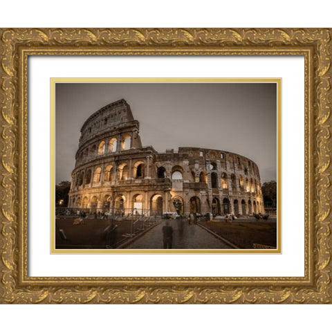 Famous Colosseum in Rome, Italy Gold Ornate Wood Framed Art Print with Double Matting by Frank, Assaf