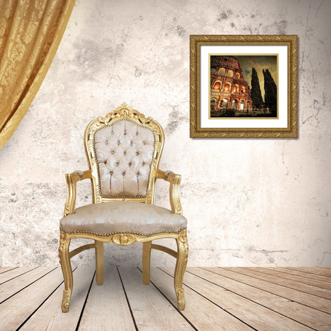 Famous Colosseum in Rome, Italy Gold Ornate Wood Framed Art Print with Double Matting by Frank, Assaf