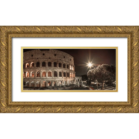 Famous Colosseum in Rome, Italy Gold Ornate Wood Framed Art Print with Double Matting by Frank, Assaf