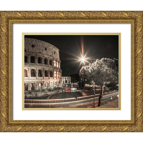 Famous Colosseum in Rome, Italy Gold Ornate Wood Framed Art Print with Double Matting by Frank, Assaf
