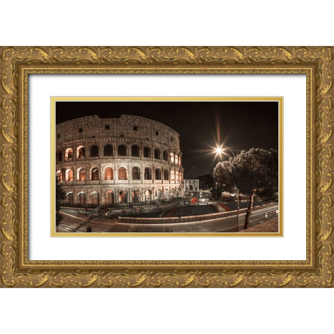 Famous Colosseum in Rome, Italy Gold Ornate Wood Framed Art Print with Double Matting by Frank, Assaf