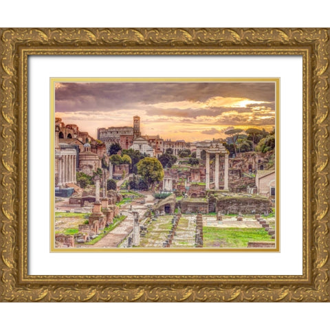 Ruins of the Roman Forum, Rome, Italy Gold Ornate Wood Framed Art Print with Double Matting by Frank, Assaf