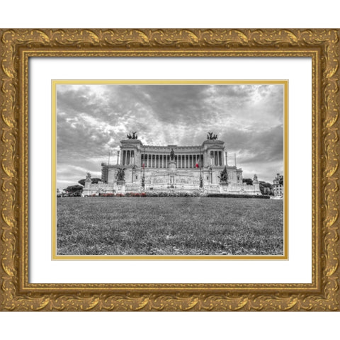 Famous Piazza Venezia in Rome, Italy Gold Ornate Wood Framed Art Print with Double Matting by Frank, Assaf