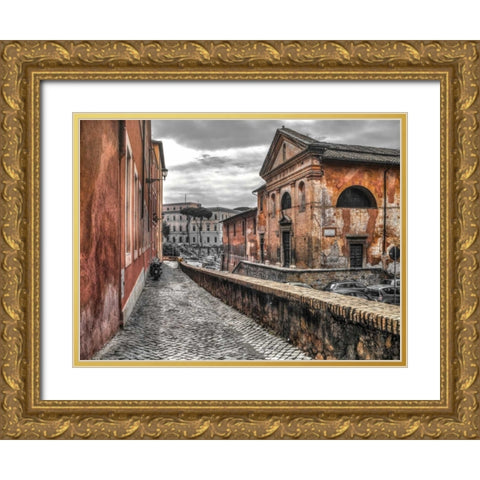 Narrow streets through old buildings, Rome, Italy Gold Ornate Wood Framed Art Print with Double Matting by Frank, Assaf