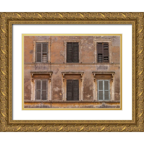 Old rustic building in Rome, Italy Gold Ornate Wood Framed Art Print with Double Matting by Frank, Assaf
