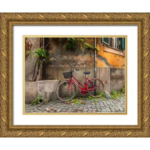 Bicycle outside old building, Rome, Italy Gold Ornate Wood Framed Art Print with Double Matting by Frank, Assaf