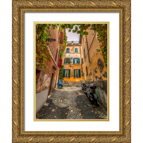 Narrow streets in old town of Rome, Italy Gold Ornate Wood Framed Art Print with Double Matting by Frank, Assaf