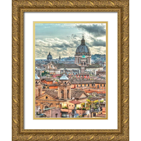 Vatican city with St. Peters Basilica, Rome, Italy Gold Ornate Wood Framed Art Print with Double Matting by Frank, Assaf