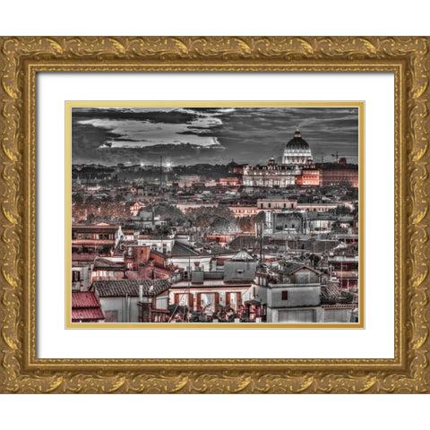 Vatican city with St. Peters Basilica, Rome, Italy Gold Ornate Wood Framed Art Print with Double Matting by Frank, Assaf