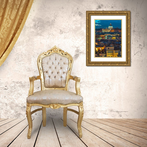 Vatican city with St. Peters Basilica, Rome, Italy Gold Ornate Wood Framed Art Print with Double Matting by Frank, Assaf