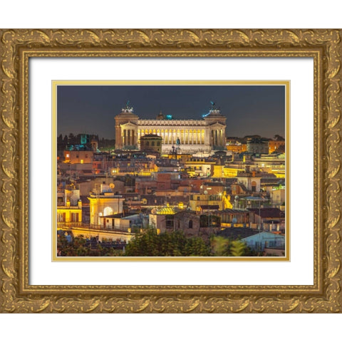 Piazza Venezia in Rome, Italy Gold Ornate Wood Framed Art Print with Double Matting by Frank, Assaf