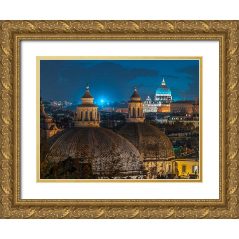 Vatican city with St. Peters Basilica, Rome, Italy Gold Ornate Wood Framed Art Print with Double Matting by Frank, Assaf